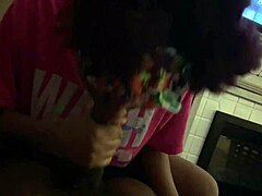 Stepmom in law gives a blowjob while her stepson is at work
