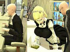 जापानी 3D एनिमे पत्नी अपनी नौकरानी द्वारा हावी हो जाती है।