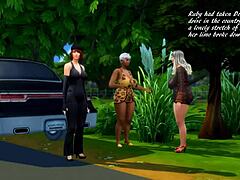 Ruby and Doris join a group orgy in Sims 4