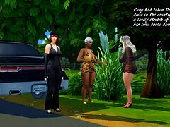 Ruby e Doris participam de uma orgia em grupo em Sims 4