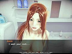 In this anime game, a kinky trainer and his submissive sex slave engage in BDSM activities