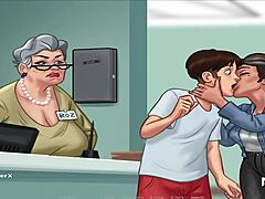 Summertimesaga o tematyce anime przedstawia starszą kobietę, której młody mężczyzna wyciąga i ssie zęby