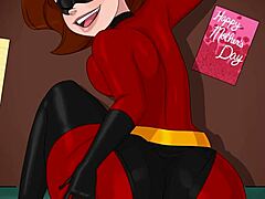 Anime MILF Helen Parr indulges in doggystyle on Mother's Day