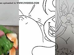 En tyk hentai-pige med store bryster onanerer en fyr og en kanin i en dampende video