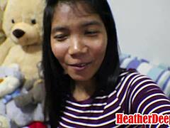 Тайская девушка Хизер получает сперму во рту и глотает во время недельной беременности миссионером